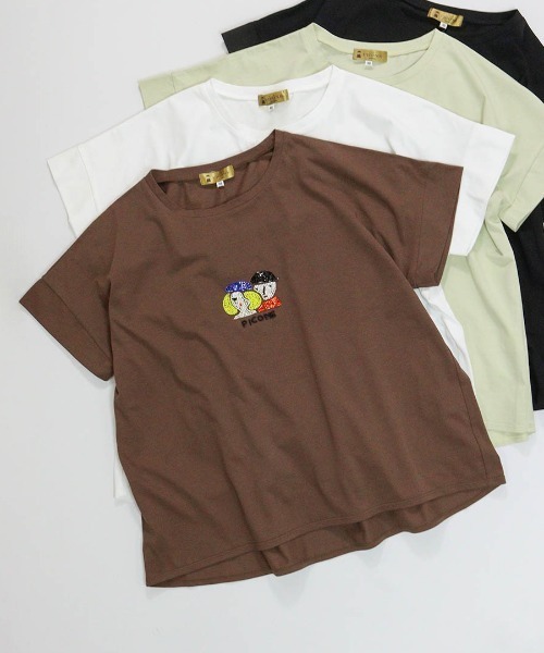STUDIO PICONE(スタジオピッコーネ)の「ビーズ刺繍UV冷感プルオーバー(Tシャツ/カットソー・レディース・ホワイト/ライトグリーン/ブラウン/ブラック・M/LL/L)」の3枚目の写真