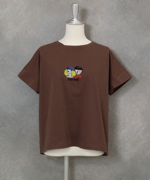 STUDIO PICONE(スタジオピッコーネ)の「ビーズ刺繍UV冷感プルオーバー(Tシャツ/カットソー・レディース・ホワイト/ライトグリーン/ブラウン/ブラック・M/LL/L)」の5枚目の写真