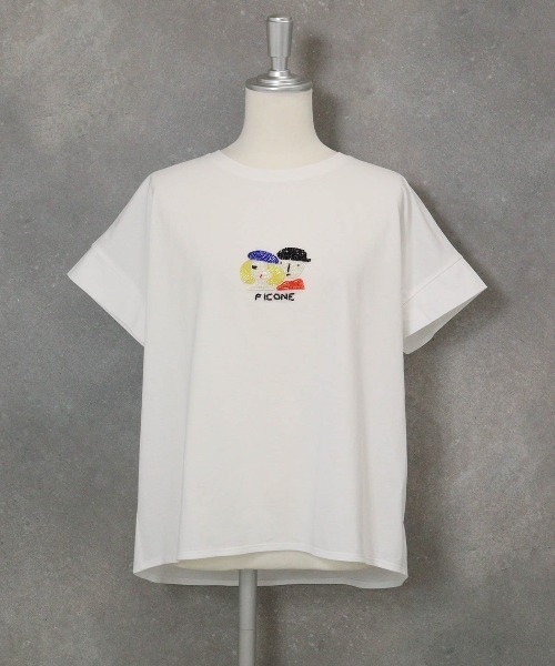 STUDIO PICONE(スタジオピッコーネ)の「ビーズ刺繍UV冷感プルオーバー(Tシャツ/カットソー・レディース・ホワイト/ライトグリーン/ブラウン/ブラック・M/LL/L)」の8枚目の写真