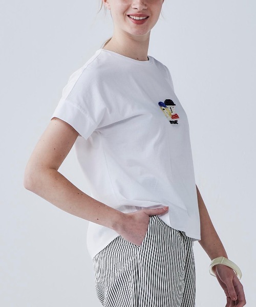 STUDIO PICONE(スタジオピッコーネ)の「ビーズ刺繍UV冷感プルオーバー(Tシャツ/カットソー・レディース・ホワイト/ライトグリーン/ブラウン/ブラック・M/LL/L)」の15枚目の写真