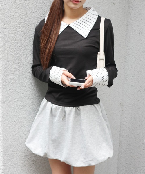 CeLess(セレス)の「Layered Dot Polo / レイヤードドットポロ(ポロシャツ・レディース・ブラック・FREE)」の2枚目の写真