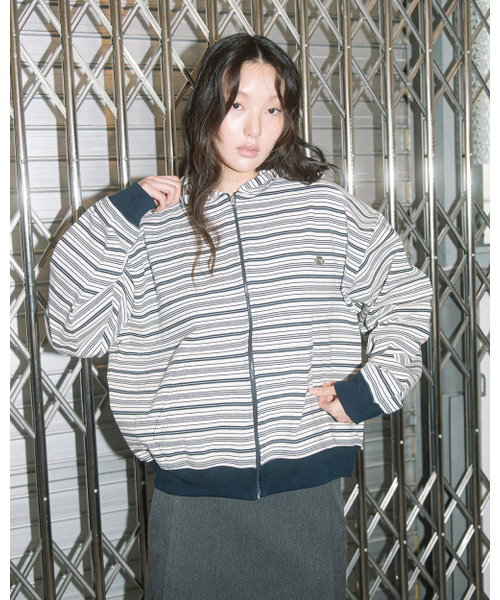 HAVISM(ヘビズム)の「WP STRIPE THIN ZIP UP HOOD(NAVY)(パーカー・レディース・その他・ONE SIZE)」の5枚目の写真