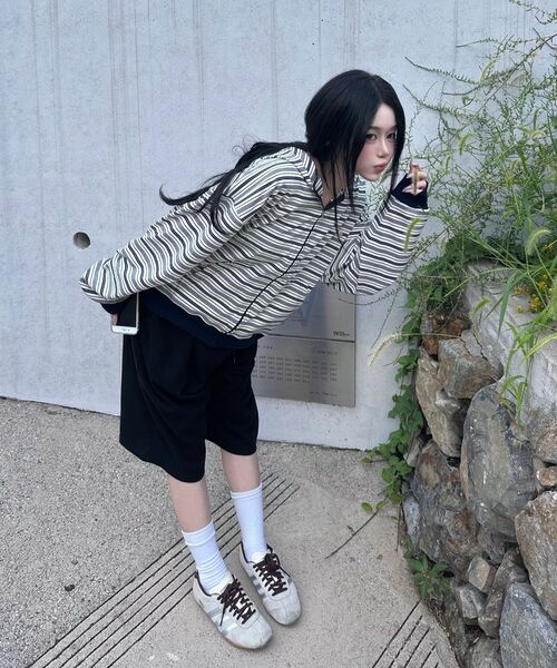 HAVISM(ヘビズム)の「WP STRIPE THIN ZIP UP HOOD(NAVY)(パーカー・レディース・その他・ONE SIZE)」の6枚目の写真