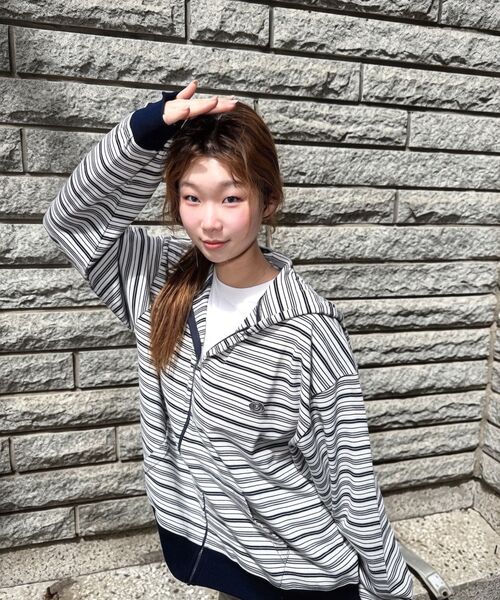 HAVISM(ヘビズム)の「WP STRIPE THIN ZIP UP HOOD(NAVY)(パーカー・レディース・その他・ONE SIZE)」の7枚目の写真