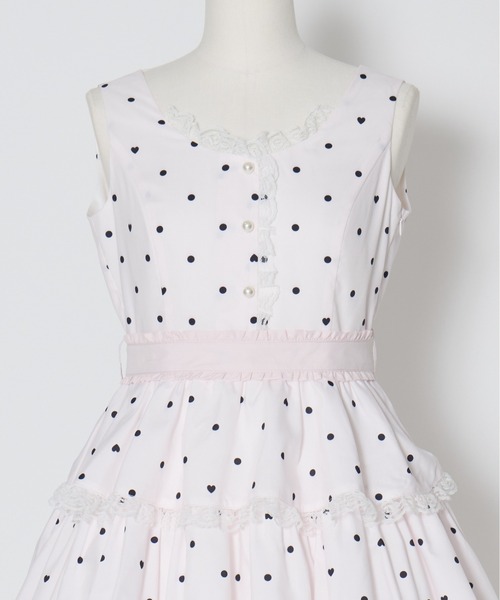 mellfy memory(メルフィーメモリー)の「Sweet secret heart dot onepiece(ワンピース・レディース・ピンク/ホワイト・M/S)」の6枚目の写真