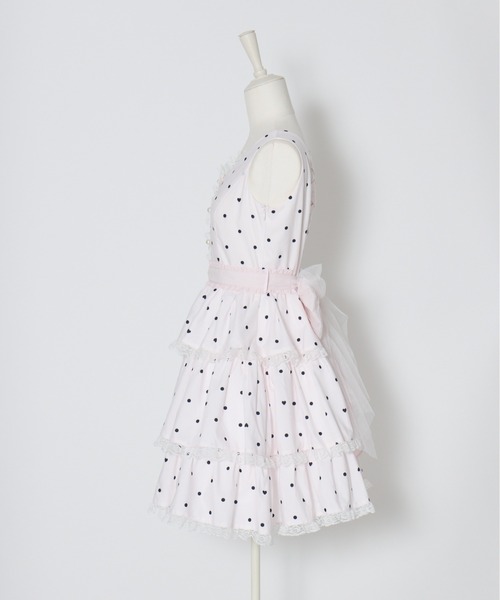 mellfy memory(メルフィーメモリー)の「Sweet secret heart dot onepiece(ワンピース・レディース・ピンク/ホワイト・M/S)」の4枚目の写真