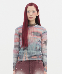 Sunset Eye Mesh Top [Orange]