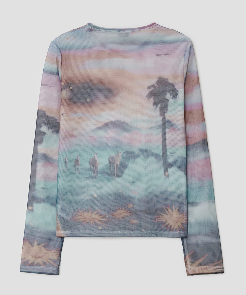 TYPESERVICE（タイプサービス）の「Sunset Eye Mesh Top [Orange]（Tシャツ/カットソー・レディース・その他・FREE）」の3枚目の写真