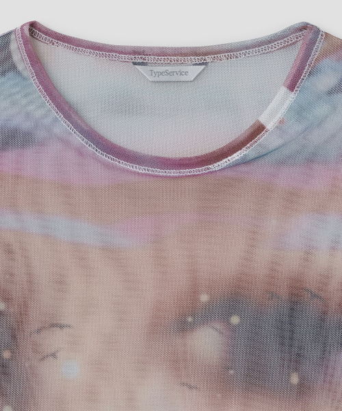 TYPESERVICE（タイプサービス）の「Sunset Eye Mesh Top [Orange]（Tシャツ/カットソー・レディース・その他・FREE）」の4枚目の写真
