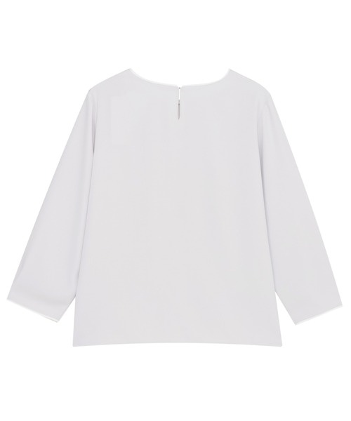 TOKYO SHIRTS（トウキョウシャツ）の「ストレッチジョーゼット 配色クルーネック ブラウス 七分袖 レディース（シャツ/ブラウス・レディース・ネイビー/ベージュ・M/L）」の4枚目の写真