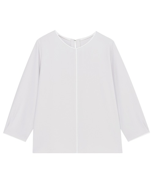 TOKYO SHIRTS（トウキョウシャツ）の「ストレッチジョーゼット 配色クルーネック ブラウス 七分袖 レディース（シャツ/ブラウス・レディース・ネイビー/ベージュ・M/L）」の3枚目の写真