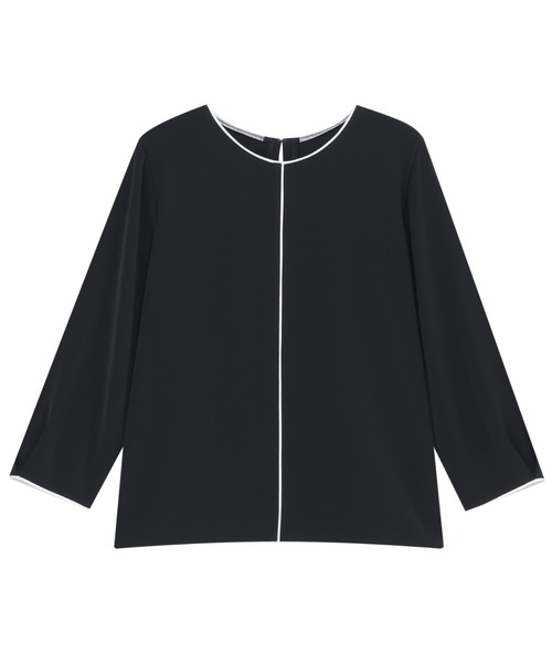 TOKYO SHIRTS（トウキョウシャツ）の「ストレッチジョーゼット 配色クルーネック ブラウス 七分袖 レディース（シャツ/ブラウス・レディース・ネイビー/ベージュ・M/L）」の8枚目の写真