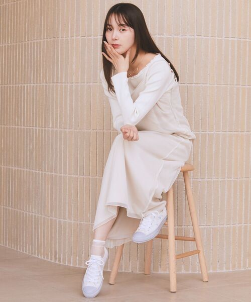 earth music&ecology（アースミュージックアンドエコロジー）の「SET2点チュール＆キャミワンピース（ワンピース・レディース・ブラック/ホワイト系その他2・FREE）」の15枚目の写真