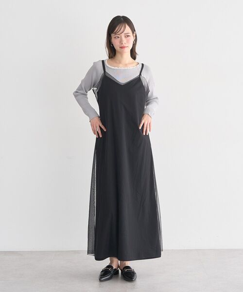 earth music&ecology（アースミュージックアンドエコロジー）の「SET2点チュール＆キャミワンピース（ワンピース・レディース・ブラック/ホワイト系その他2・FREE）」の17枚目の写真