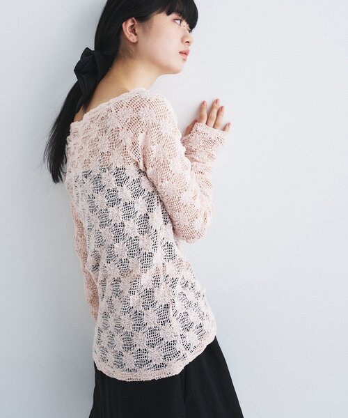 CODE A（コードエー）の「floral lace tops（Tシャツ/カットソー・レディース・ブラック/ピンク/ホワイト・00）」の16枚目の写真
