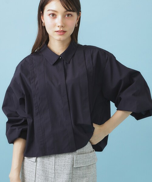 index(インデックス)の「ブロード短丈タックシャツ【洗濯機OK】《5col》(シャツ/ブラウス・レディース・ネイビー/サックスブルー系7/ピンク系1/サックスブルー系2/オフホワイト・36/40/38)」の17枚目の写真
