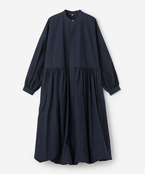 HAVERSACK（ハバーザック）の「HAVERSACK | 〈別注〉長袖 シャツワンピース WOMEN（ワンピース・レディース・ホワイト/ネイビー・0）」の2枚目の写真