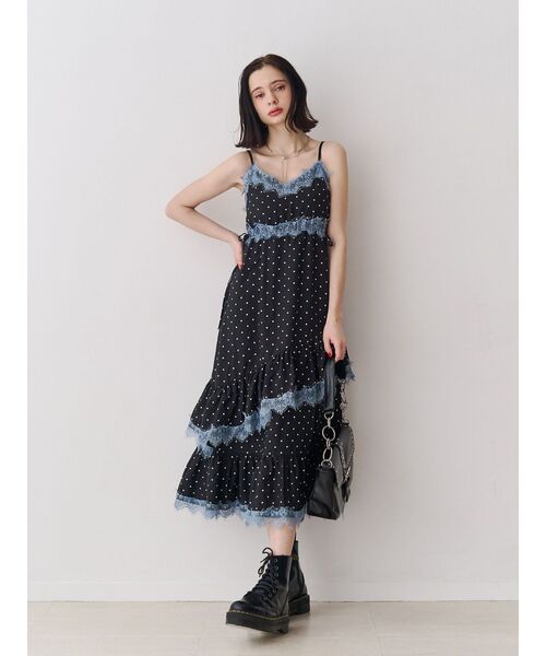 jouetie（ジュエティ）の「レースドッキングフリルキャミワンピース（ワンピース・レディース・グレー/ブルー/ブラック・MEDIUM）」の2枚目の写真