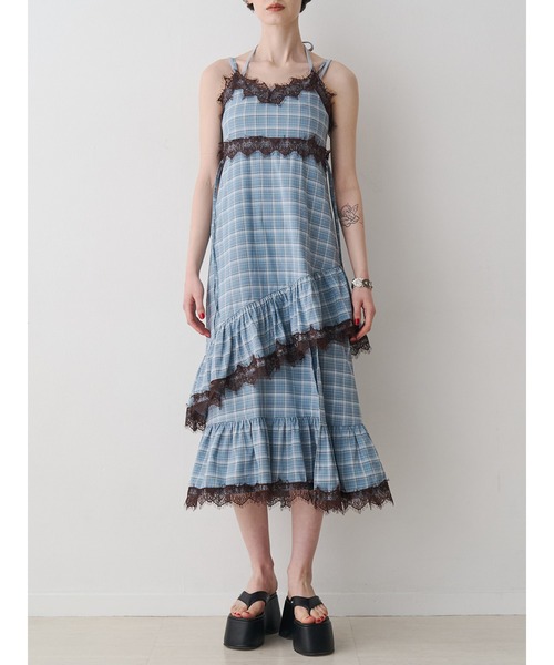 レースドッキングフリルキャミワンピース（ワンピース）｜jouetie