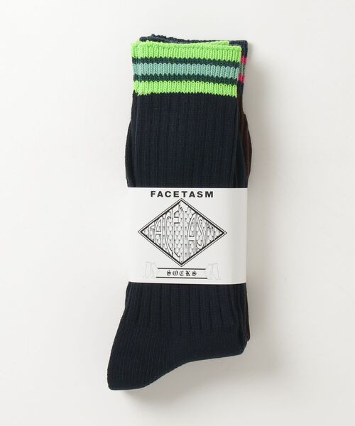 FACETASM（ファセッタズム）の「FACETASM/ファセッタズム/2P RIB SOCKS /2P リブソックス（ソックス/靴下・メンズ・ネイビー/ホワイト・F）」の2枚目の写真