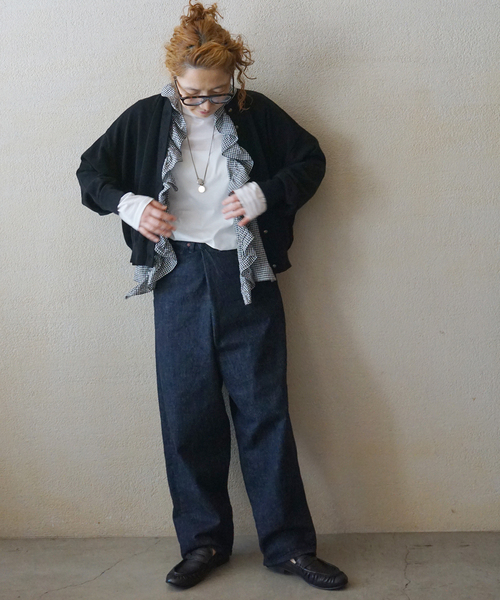 JOURNAL STANDARD LUXE（ジャーナルスタンダード　ラックス）の「リネンワッシャー フリルジレ（シャツ/ブラウス・レディース・ブラック/ホワイト・FREE）」の3枚目の写真