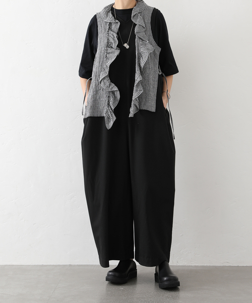 JOURNAL STANDARD LUXE（ジャーナルスタンダード　ラックス）の「リネンワッシャー フリルジレ（シャツ/ブラウス・レディース・ブラック/ホワイト・FREE）」の6枚目の写真