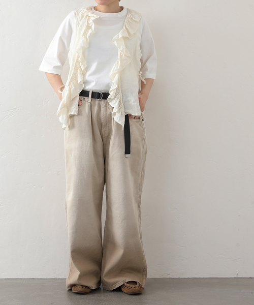 JOURNAL STANDARD LUXE（ジャーナルスタンダード　ラックス）の「リネンワッシャー フリルジレ（シャツ/ブラウス・レディース・ブラック/ホワイト・FREE）」の11枚目の写真