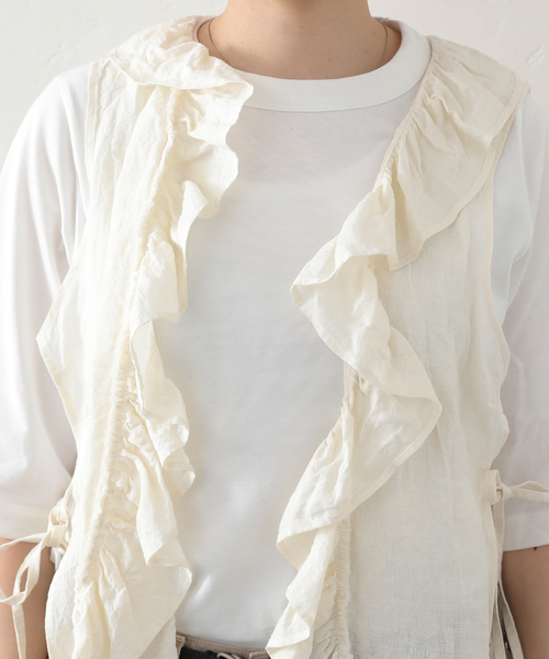 JOURNAL STANDARD LUXE（ジャーナルスタンダード　ラックス）の「リネンワッシャー フリルジレ（シャツ/ブラウス・レディース・ブラック/ホワイト・FREE）」の18枚目の写真