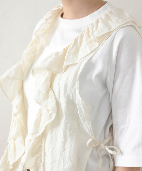 JOURNAL STANDARD LUXE（ジャーナルスタンダード　ラックス）の「リネンワッシャー フリルジレ（シャツ/ブラウス・レディース・ブラック/ホワイト・FREE）」の20枚目の写真