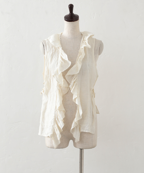 JOURNAL STANDARD LUXE（ジャーナルスタンダード　ラックス）の「リネンワッシャー フリルジレ（シャツ/ブラウス・レディース・ブラック/ホワイト・FREE）」の21枚目の写真