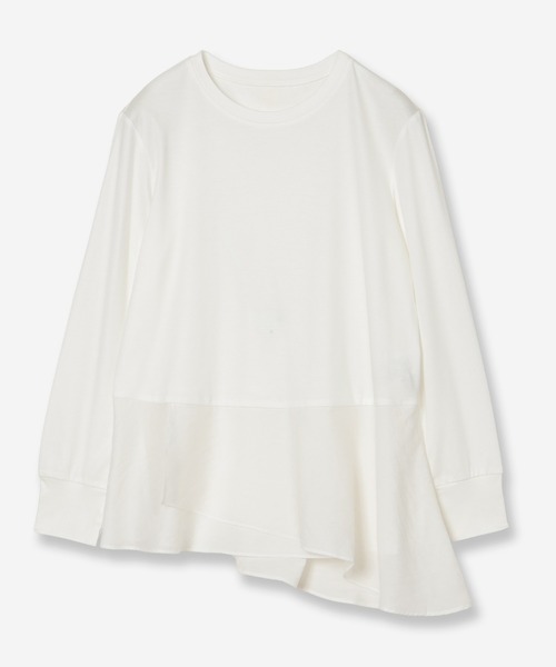 R-ISM(リズム)の「【接触冷感・紫外線防止・洗える】ドッキングカットソー(Tシャツ/カットソー・レディース・ブラック/オフホワイト・4)」の2枚目の写真