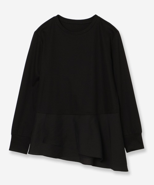 R-ISM(リズム)の「【接触冷感・紫外線防止・洗える】ドッキングカットソー(Tシャツ/カットソー・レディース・ブラック/オフホワイト・4)」の1枚目の写真