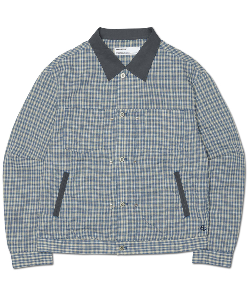 NOMANUAL(NOMANUAL)の「CHECK TRUCKER JACKET - WASHED BLUE(デニムジャケット・レディース・その他・SMALL/MEDIUM/LARGE)」の1枚目の写真