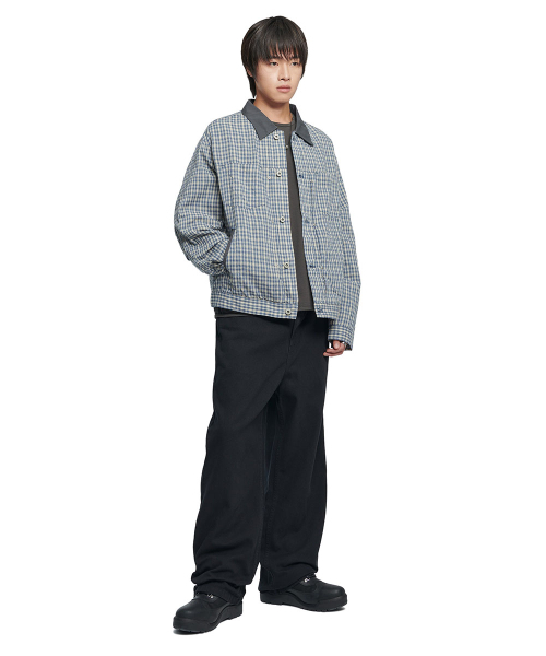 NOMANUAL(NOMANUAL)の「CHECK TRUCKER JACKET - WASHED BLUE(デニムジャケット・レディース・その他・SMALL/MEDIUM/LARGE)」の3枚目の写真