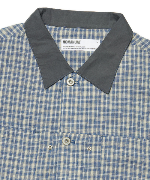 NOMANUAL(NOMANUAL)の「CHECK TRUCKER JACKET - WASHED BLUE(デニムジャケット・レディース・その他・SMALL/MEDIUM/LARGE)」の4枚目の写真