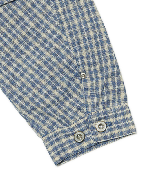 NOMANUAL(NOMANUAL)の「CHECK TRUCKER JACKET - WASHED BLUE(デニムジャケット・レディース・その他・SMALL/MEDIUM/LARGE)」の6枚目の写真