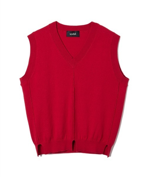 soduk(スドーク)の「【soduk】26SS新作 notch notch vest / ノッチノッチベスト(ベスト・レディース・ブラック/グレー/レッド・ONE SIZE)」の4枚目の写真