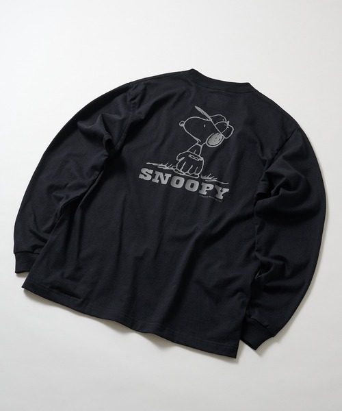 HANES(ヘインズ)の「【Hanes】PEANUTS*BEEFY-T クルーネックロングスリーブTシャツ(Tシャツ/カットソー・メンズ・ブラック/ホワイト・M/S/XL/L)」の2枚目の写真