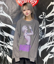 BACKSTAGE PASS（バックステージパス）の「【黒野京×BACKSTAGE PASS コラボ】SHOUT ピグメント加工 オーバーサイズ ロンT（Tシャツ/カットソー）」