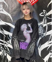 BACKSTAGE PASS（バックステージパス）の「【黒野京×BACKSTAGE PASS コラボ】SHOUT ピグメント加工 オーバーサイズ ロンT（Tシャツ/カットソー）」
