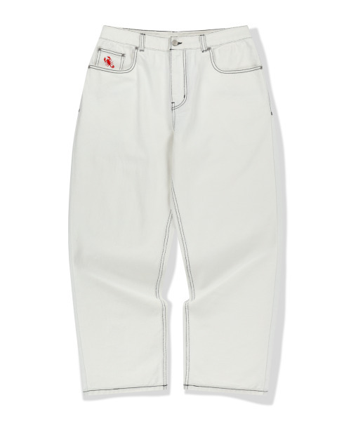 WKNDRS(ウィーキャンドース)の「SCORPION BAGGY DENIM PANTS (WHITE)(デニムパンツ・レディース・その他・SMALL/MEDIUM/LARGE/X-LARGE)」の1枚目の写真