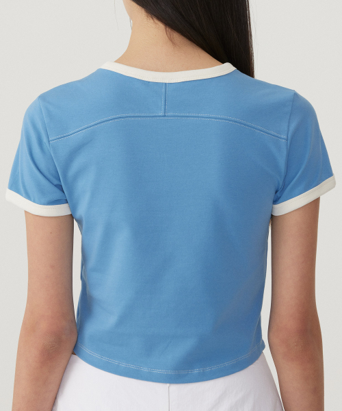 COVERNAT WOMAN(カバーナットウーマン)の「ウーマンベビーフィットリンガーTシャツブルー(Tシャツ/カットソー・レディース・その他・WS/WM)」の2枚目の写真