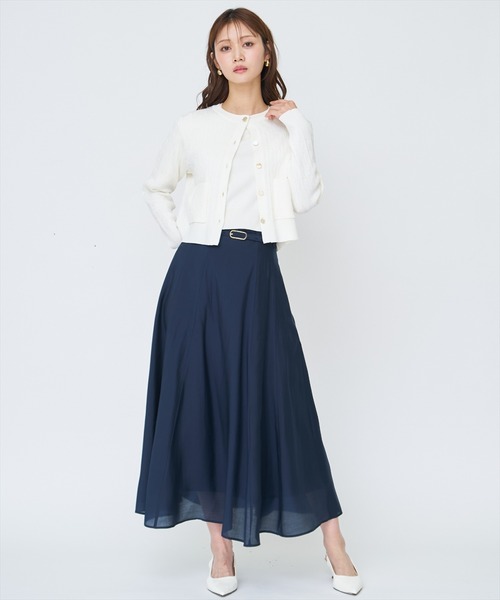 AND COUTURE(アンドクチュール)の「ケーブル編みカーディガンアンサンブル(カーディガン/ボレロ・レディース・ネイビー/オフホワイト/ピンク/ミント・FREE)」の6枚目の写真