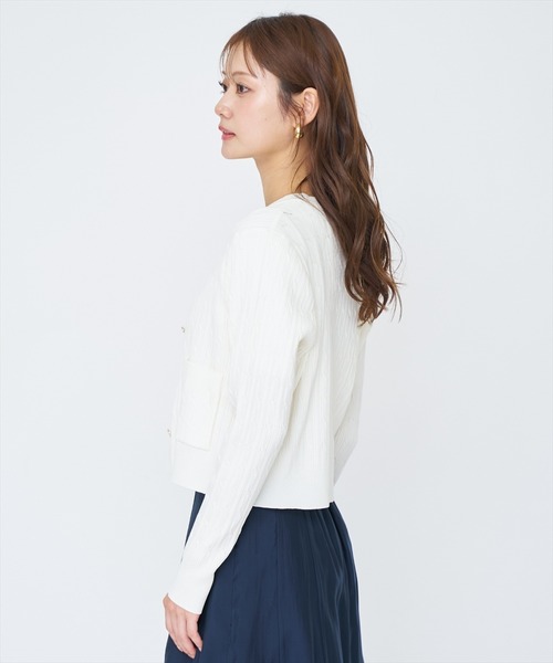 AND COUTURE(アンドクチュール)の「ケーブル編みカーディガンアンサンブル(カーディガン/ボレロ・レディース・ネイビー/オフホワイト/ピンク/ミント・FREE)」の9枚目の写真