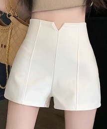 【Mellfy】ウエストデザイン センタータック ハイウエスト ショート パンツ