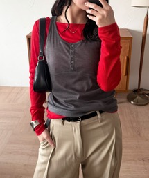 MUHET（ミュエータ）の「【set item】sheer layered long t-shirt & tank top   シアータンク&ロンTセット（Tシャツ/カットソー）」