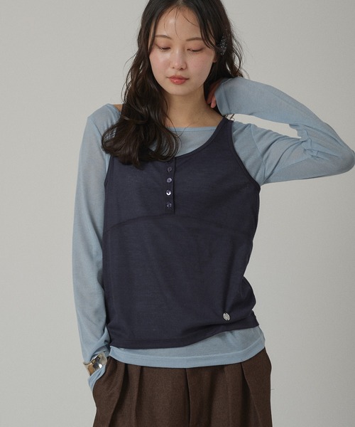 MUHET(ミュエータ)の「【set item】sheer layered long t-shirt & tank top / シアータンク&ロンTセット(Tシャツ/カットソー・レディース・ブラウン/ネイビー/チャコールグレー/杢グレー・FREE)」の22枚目の写真