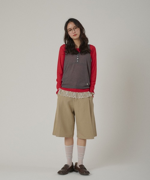 MUHET(ミュエータ)の「【set item】sheer layered long t-shirt & tank top / シアータンク&ロンTセット(Tシャツ/カットソー・レディース・ブラウン/ネイビー/チャコールグレー/杢グレー・FREE)」の8枚目の写真