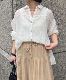Jena espace merveilleux | 袖ギャザーガーゼシャツ(シャツ/ブラウス)
