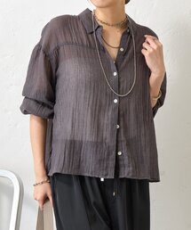 Jena espace merveilleux | 袖ギャザーガーゼシャツ(シャツ/ブラウス)